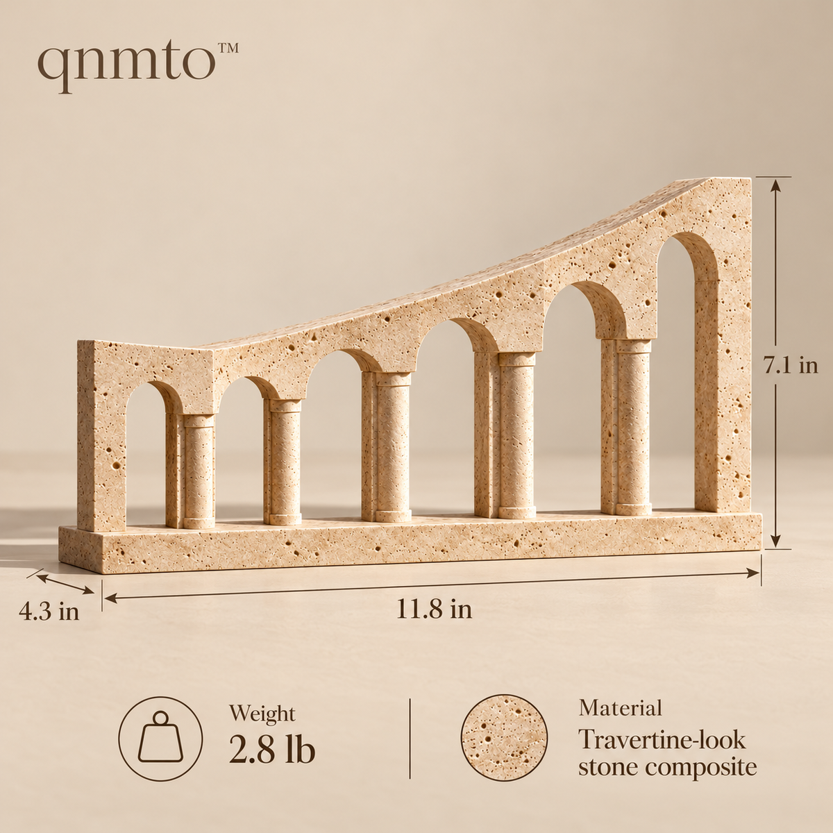 qnmto™ Colonnade Architectural Table Sculpture - dimensions and weight