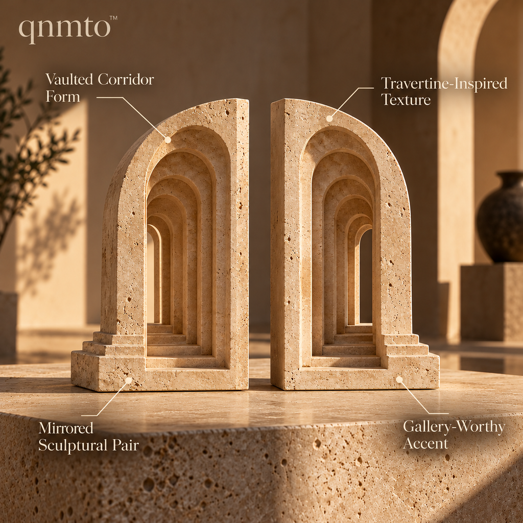 qnmto™ Vaulted Corridor Sculptural Bookends - product features