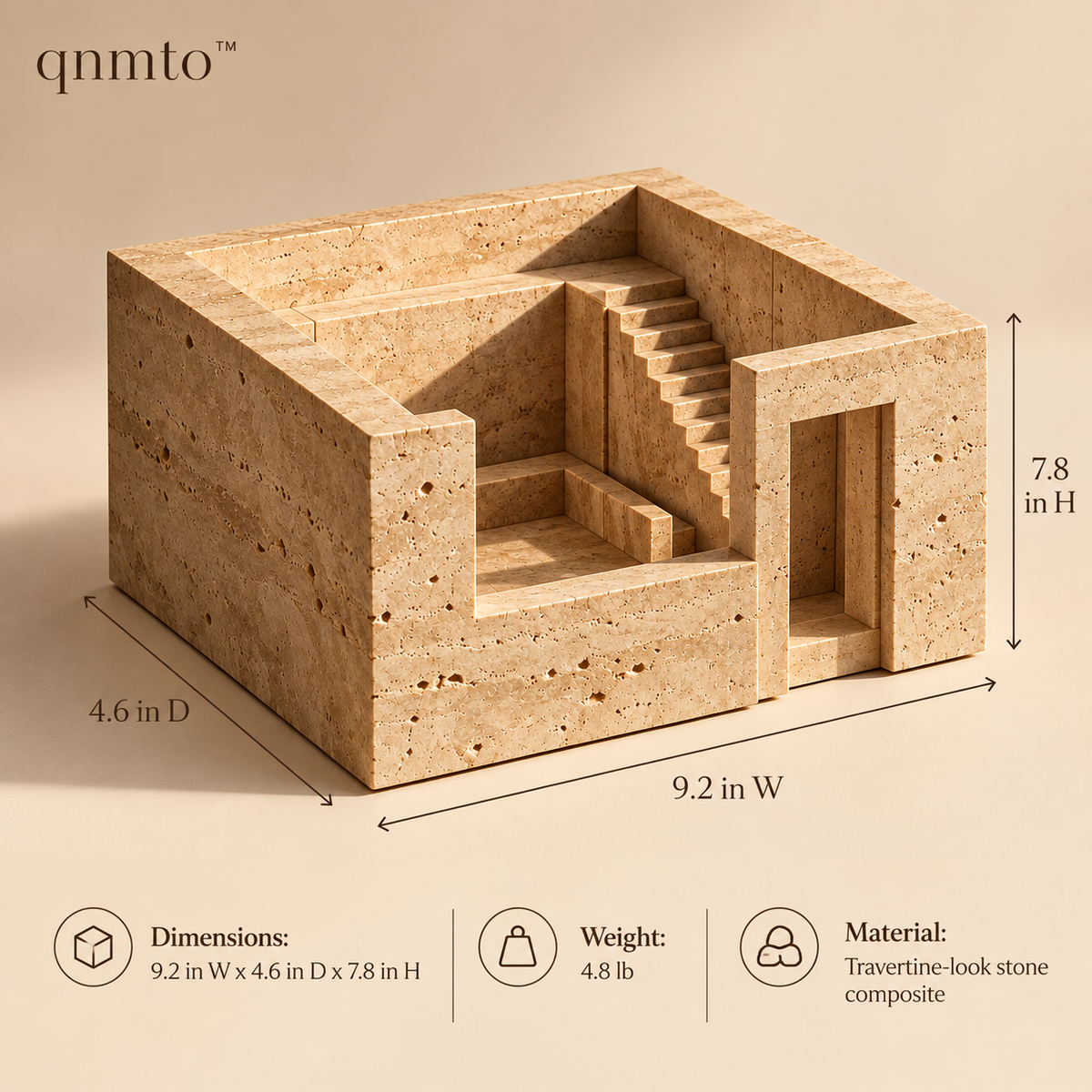 qnmto™ Silent Courtyard Architectural Sculpture - dimensions and weight