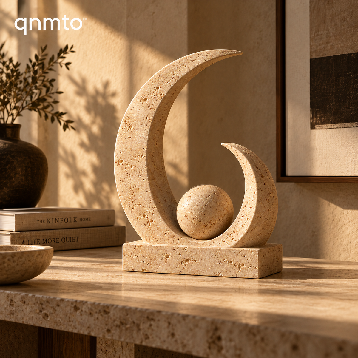 qnmto™ Crescent Portal Sculptural Object - styled interior scene