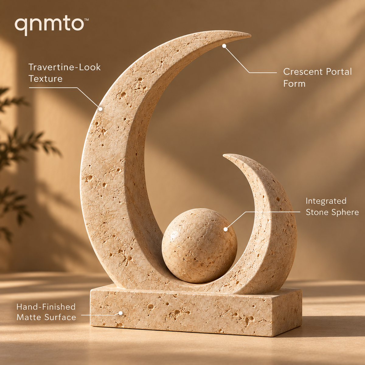 qnmto™ Crescent Portal Sculptural Object - product features