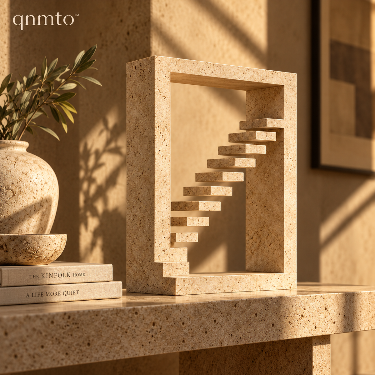 qnmto™ Floating Stairway Architectural Sculpture - styled interior scene