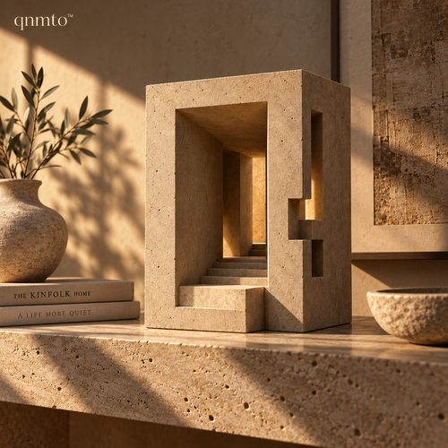 qnmto™ Brutalist Passage Concrete Object - styled interior scene