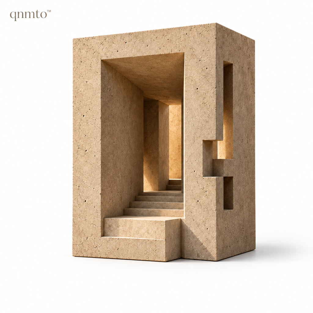 qnmto™ Brutalist Passage Concrete Object - white background