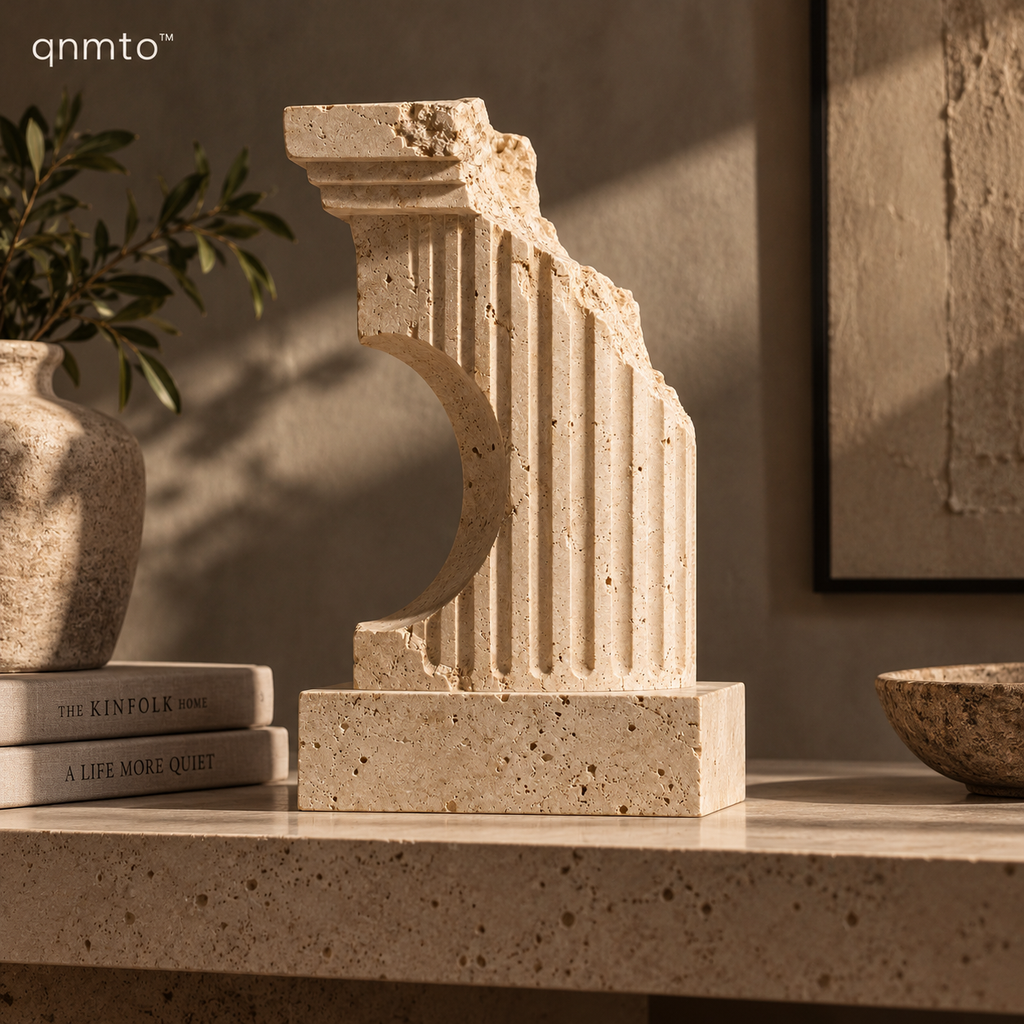 qnmto™ Ruined Column Architectural Sculpture - styled interior scene