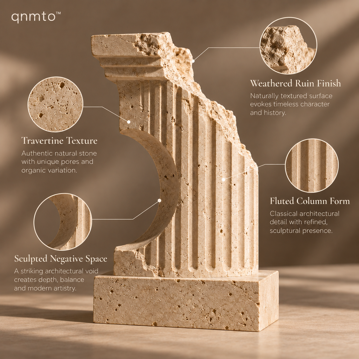 qnmto™ Ruined Column Architectural Sculpture - product features